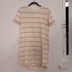 Lou & Grey cream and orange stripe t shirt dress size XS 100% cotton
